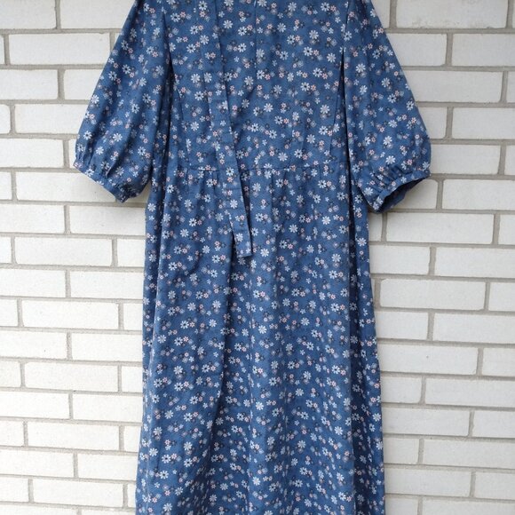 Amish Mennonite Cape Dress PLUS SIZE 44" B 41" W Blue Pink Floral Handmade - Picture 2 of 10